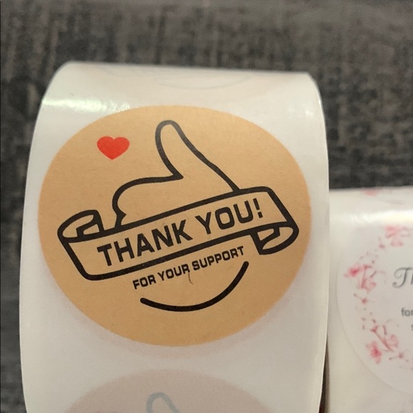 4 Rolls/ 500 Ea Thank You Stickers Set. 2 -2in size, 2 -1in size. - Picture 2 of 5